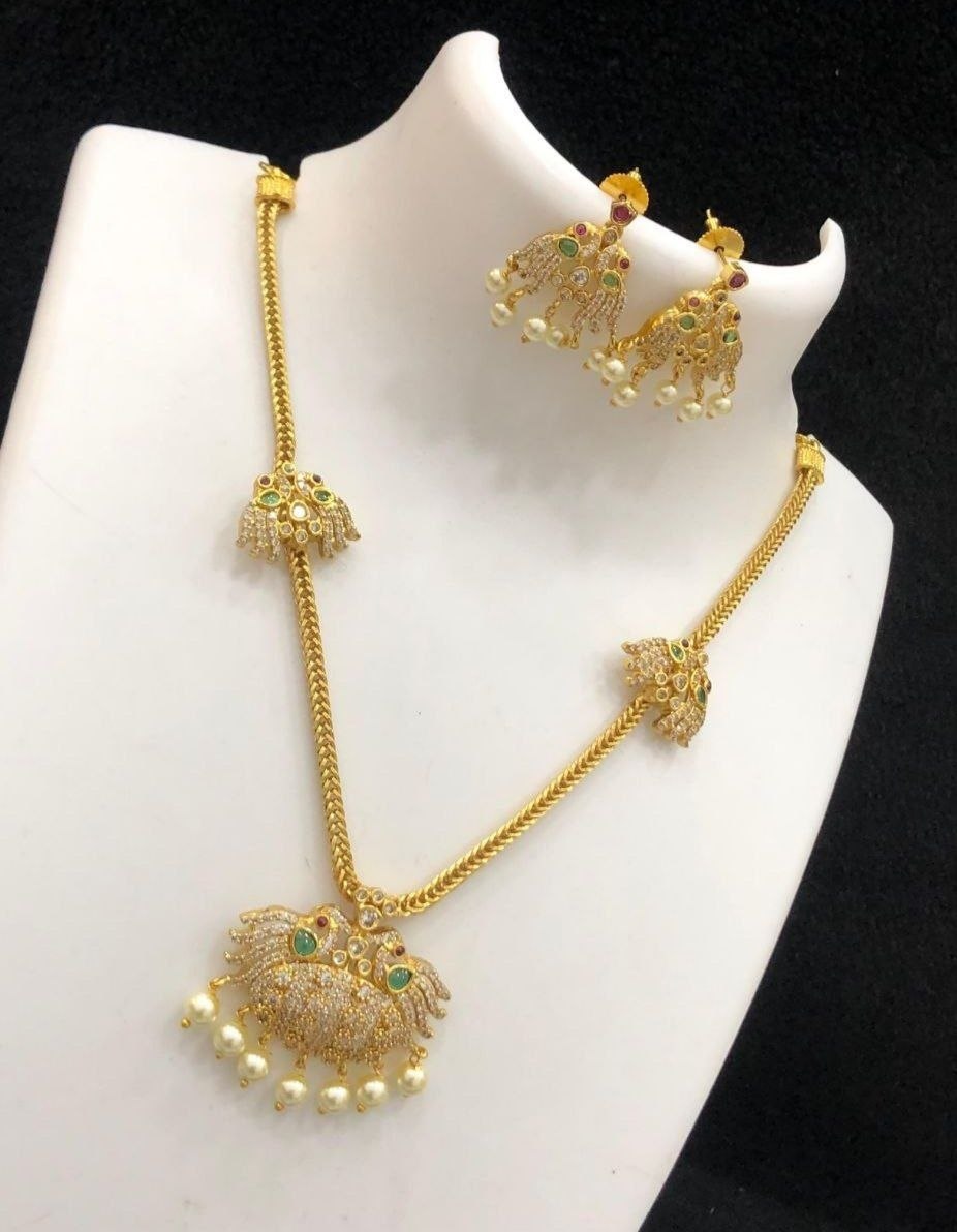Mayura Pearl Drop AD Necklace Set